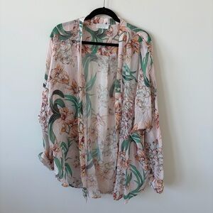 Monday Swimwear Barcelona Sheer Cardigan - Peach Floral